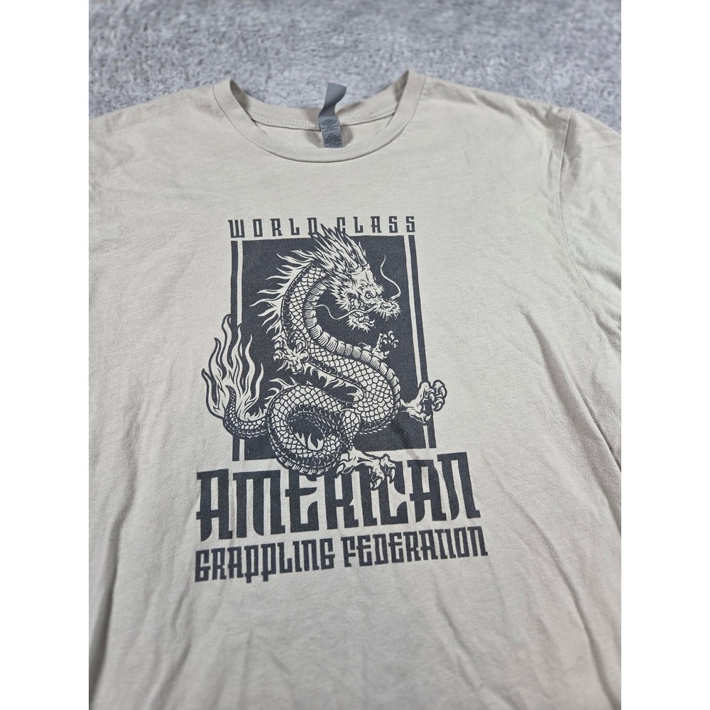 American Grappling Federation Dragon Graphic T-Shirt Tan Kids Boys Girls Adult S